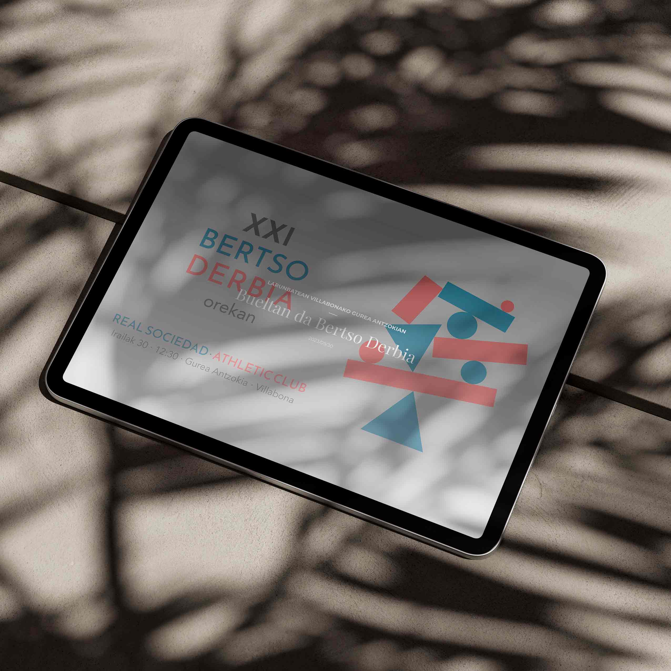 Tablet con el banner aplicado de la edición XXI de Bertso Derbia